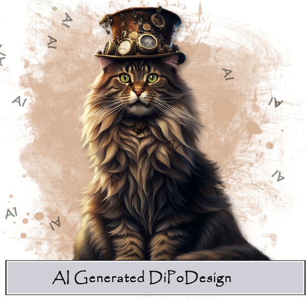 (afbeelding voor) AI-DiPo-Steampunk Kat-02